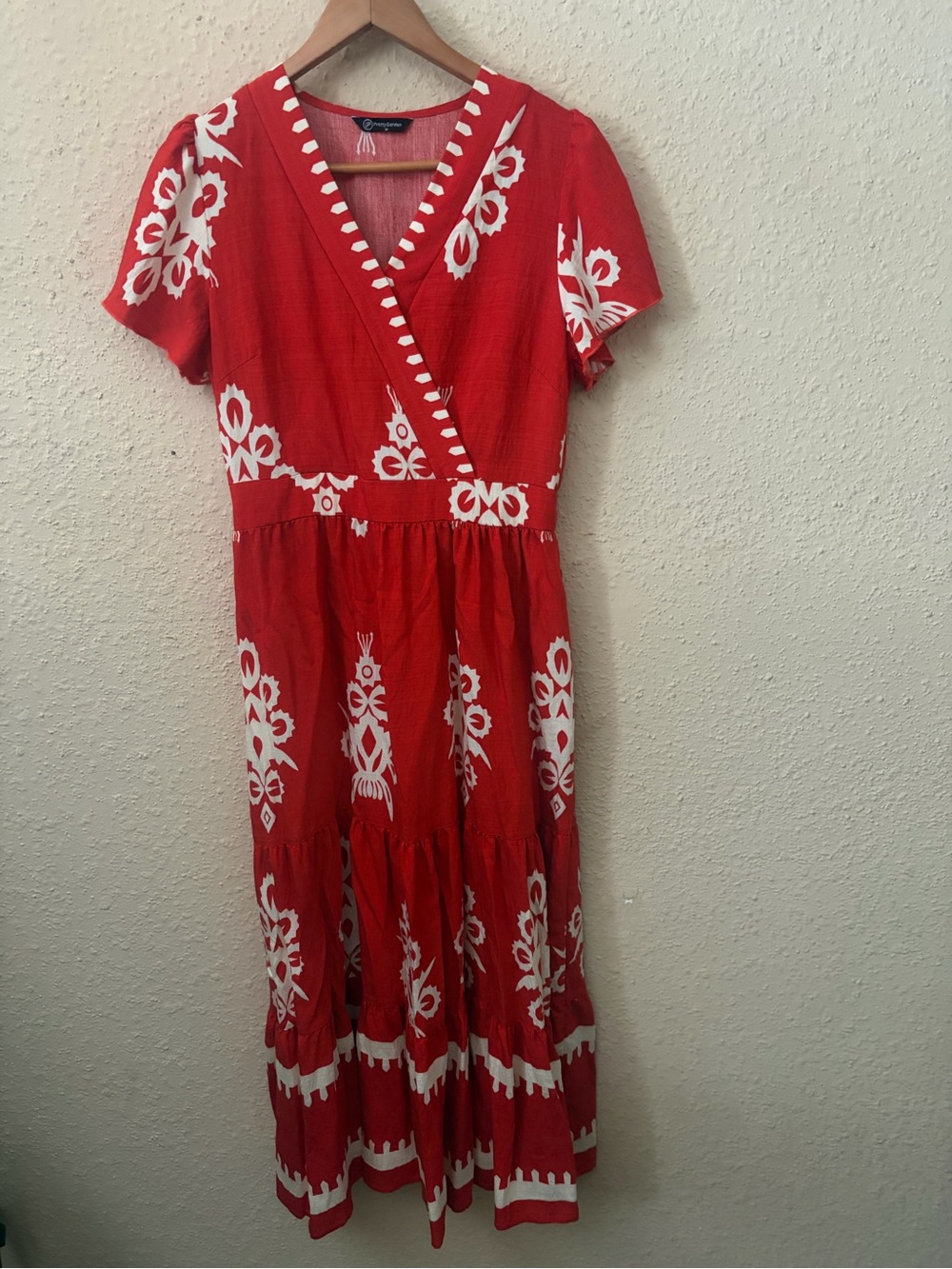 Women's Red Floral Wrap-Style Maxi Dress